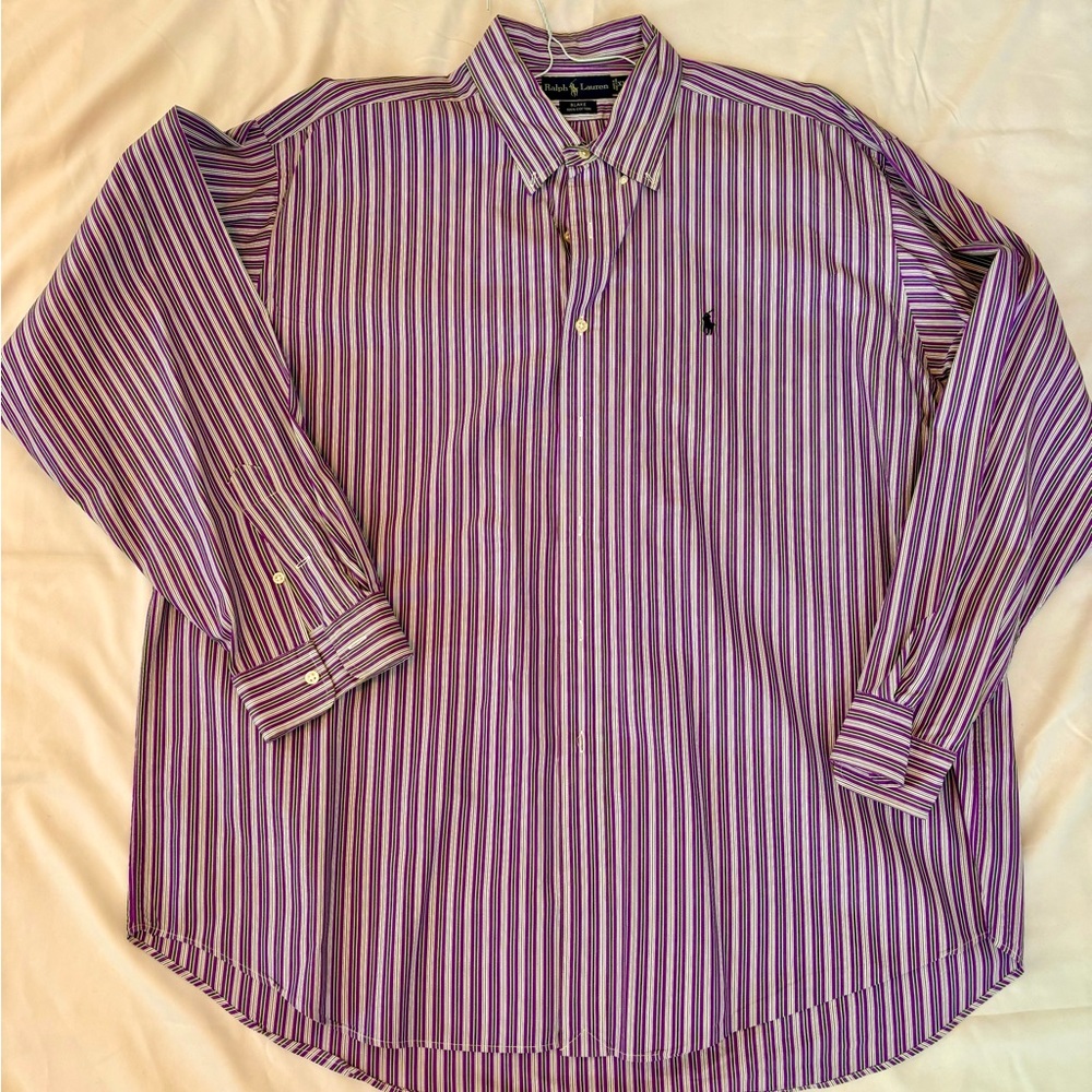 Men’s Ralph Lauren Blake Button Down XXL Purple Stripes